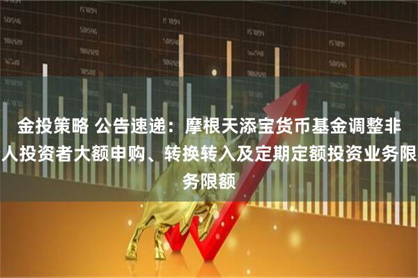 金投策略 公告速递：摩根天添宝货币基金调整非个人投资者大额申购、转换转入及定期定额投资业务限额